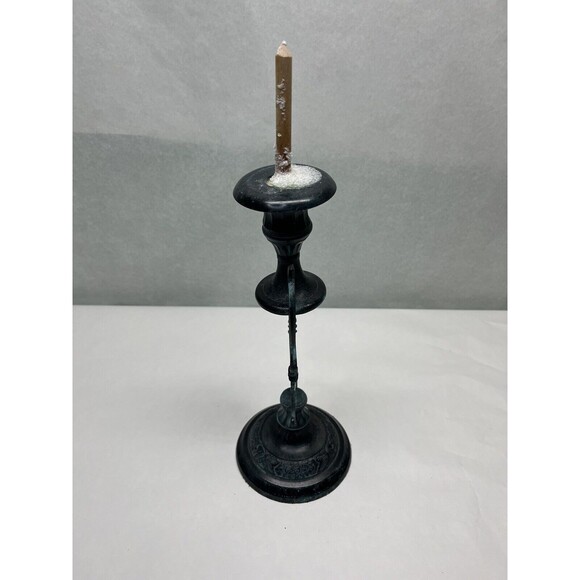 Vintage Brass Metal Harp Shaped 12" Tall Made in India Candle Stick Holder - Picture 3 of 5